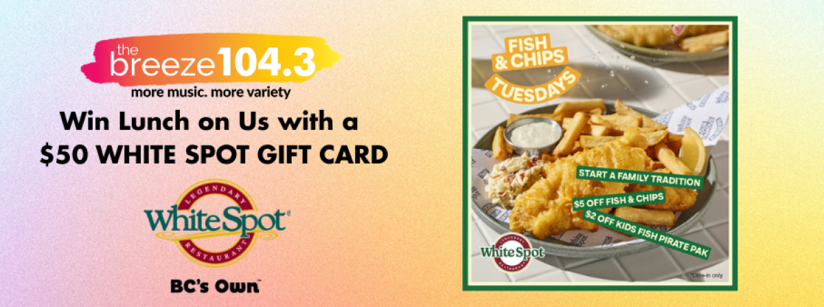 Win Lunch On Us with a $50 White Spot Gift Card